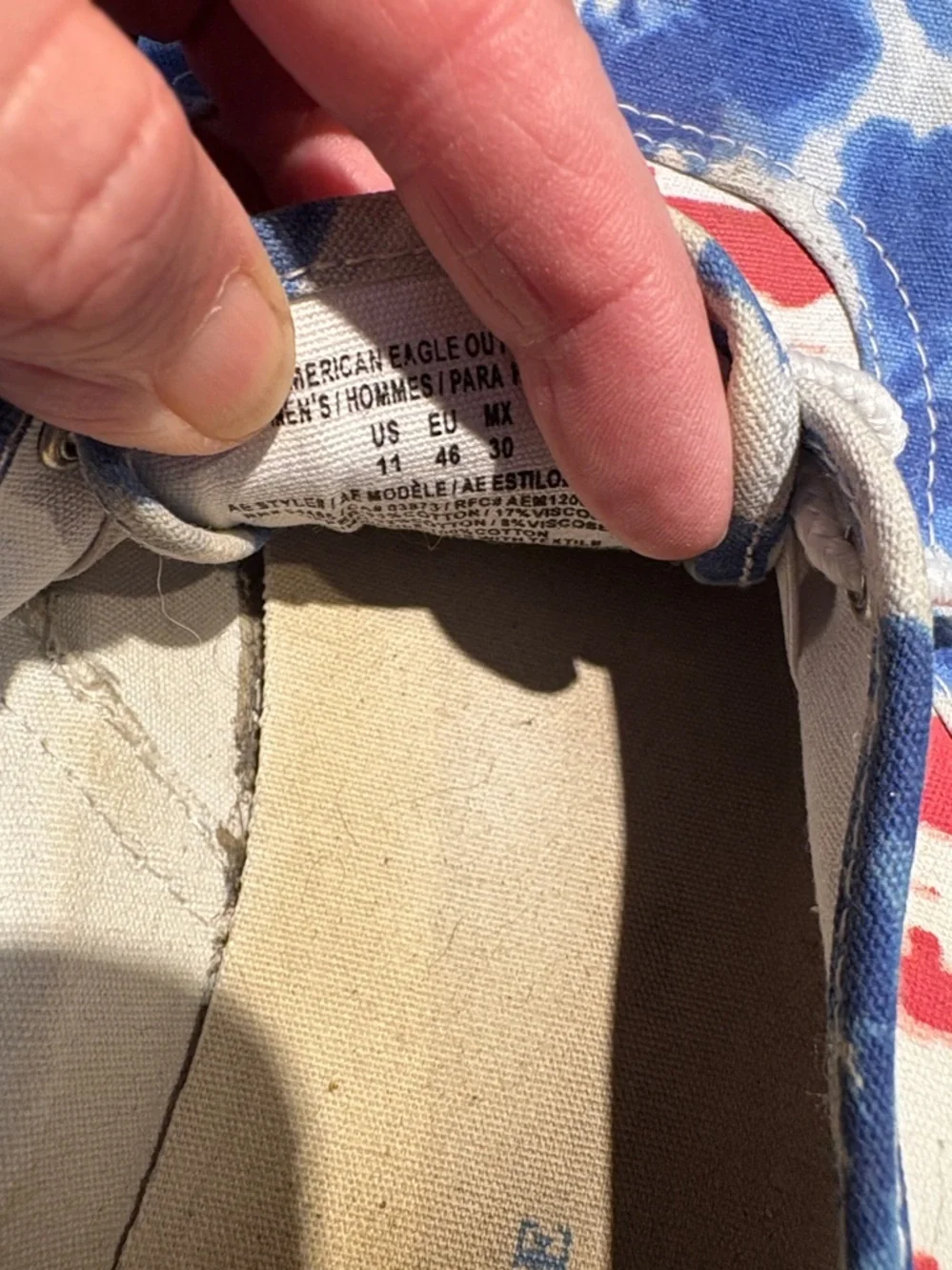 American Eagle”Boat Shoes” Low Canvas Lace Up sneakers Patriotic Themed Sz 11
